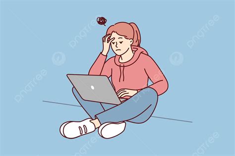 Lack Of Motivation Hinders Female Students Computer Work Vector