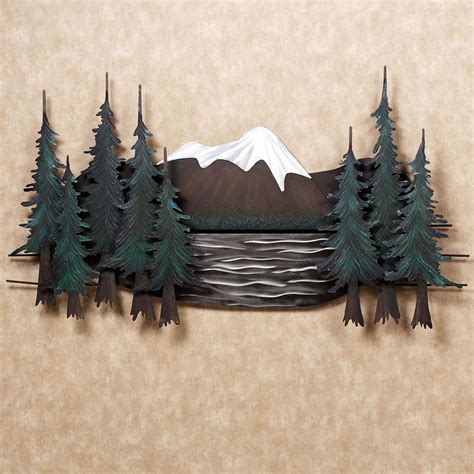 Mountain Lake Metal Wall Sculpture Trees Lakes And Rustic Art