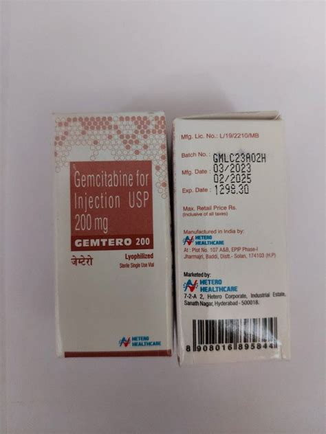 Gemcitabine Gemtaz 1gm Injection For As A Prescription Sun Pharma At