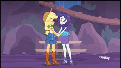 1774355 Applejack Blushing Equestria Girls Female Holding Hands