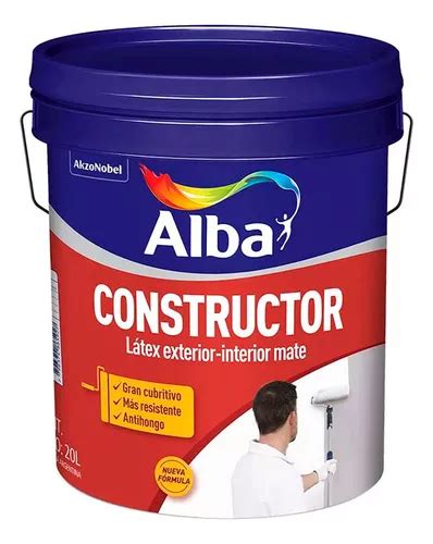 Pintura Latex Alba Constructor Interior Exterior Lts Acabado Mate