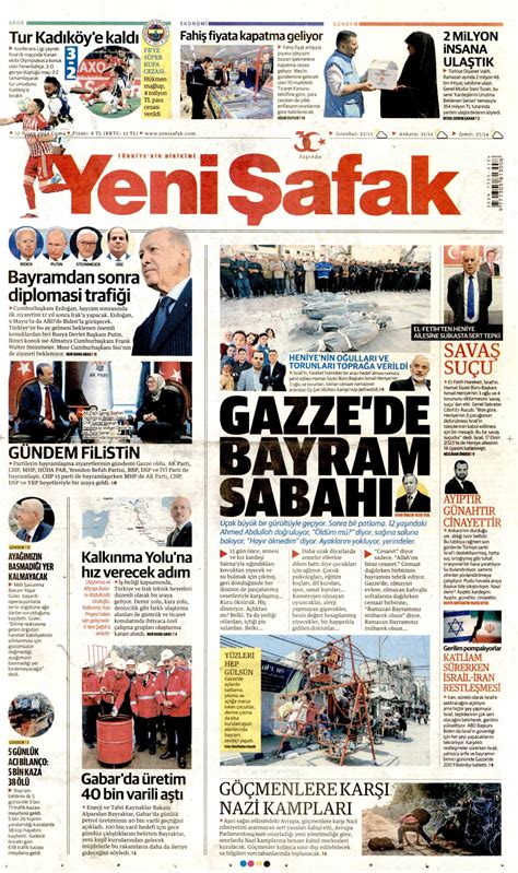 Yeni Şafak Gazetesi Yeni Şafak Manşet Oku Haberler 12 Nisan 2024