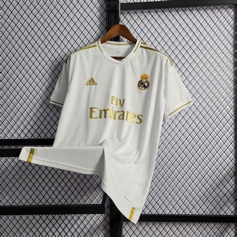 Vintage 2019 20 Real Madrid Home Camisa Branca Masculina Manga Curta De