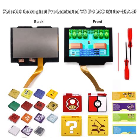 Drop In V5 HD GBA SP IPS Pre Laminated LCD Screen Kits For Gameboy