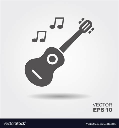 Acoustic Guitar Flat Icon Musical Royalty Free Vector Image