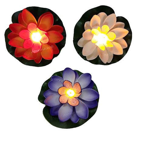 Buy AFTERSTITCH Multi Color Floating Lotus Flower Shape Floating LED