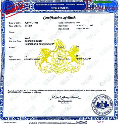 Birth Certificate Usa Pennsilvania I Certified Translations