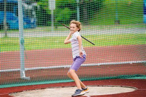 Javelin Throw Competition For Kids Athletics Club Stock Image Image