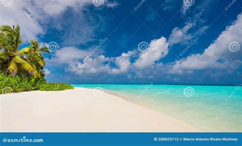 Beautiful Beach With Crystal Clear Water Next To The Sand In Summer