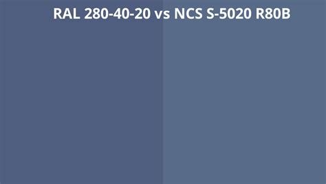 RAL 280 40 20 Vs NCS S 5020 R80B RAL Colour Chart UK