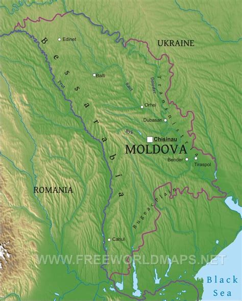 Moldova Physical Map