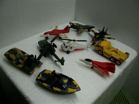 Matchbox 8 piece military set, airplanes, helos, air boat, river boat ...