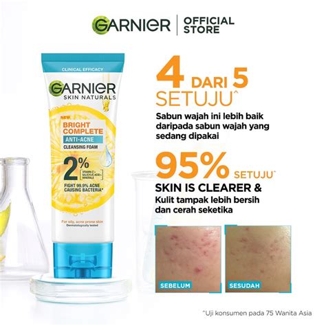 Jual Garnier Bright Complete 3 In 1 Anti Acne Facial Wash 100ml