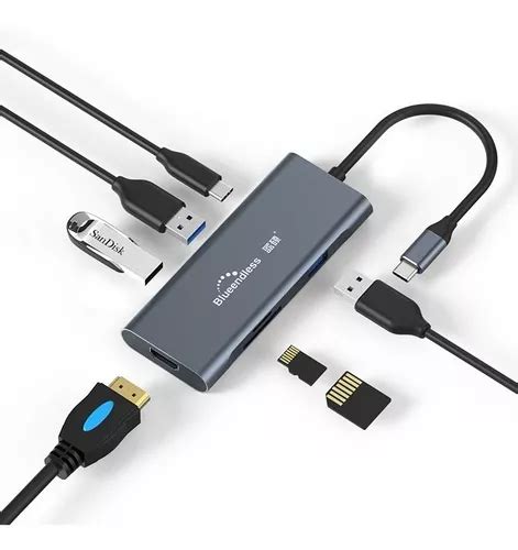 Hub Adaptador Multipuertos Usb C 7 En 1 Hdmi 4k Usb 3 0 Cuotas Sin