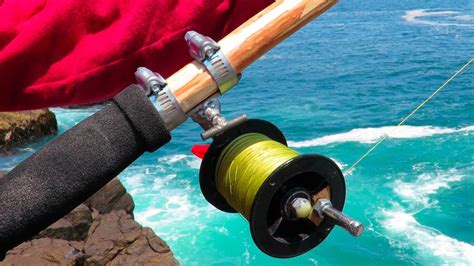 Caña Y Carrete De Pesca Casero Para Mar Homemade Fishing Reel