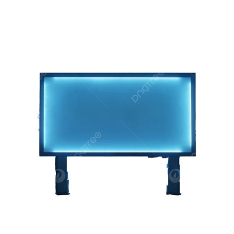 Blue Billboard Rectangle Shape With Glowing Neon Lights, Light, Blue ...