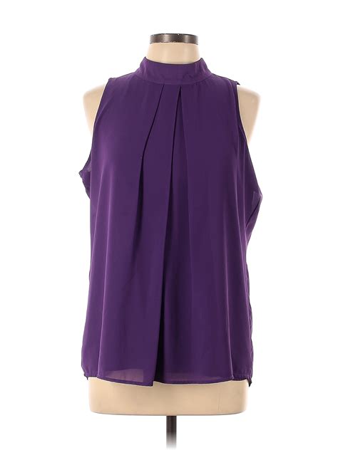 Leo Rosi Solid Purple Sleeveless Blouse Size L 50 Off Thredup