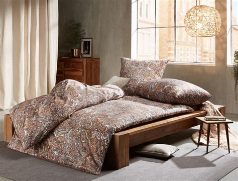 Mako Satin Bettwäsche Paisley orientalisch caramel braun von