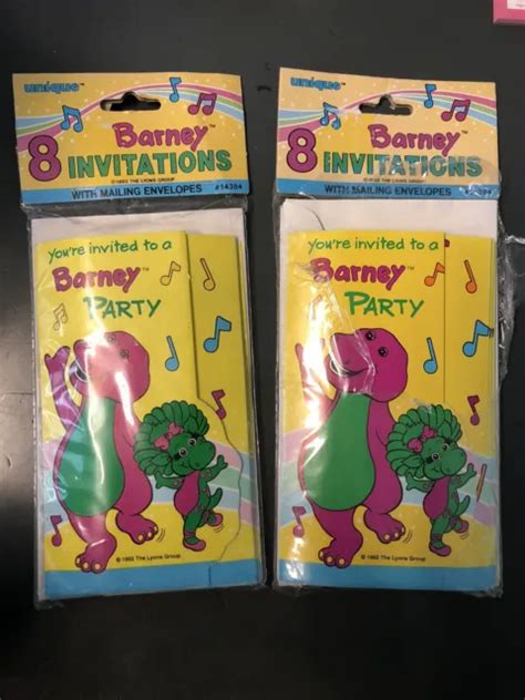 Barney And Baby Bop Birthday Party Invitations 1992 2 Packs Of 8 New Eur