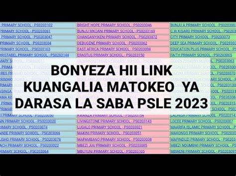 Matokeo Ya Darasa La Saba Bonyeza Hapa Kuangalia Youtube