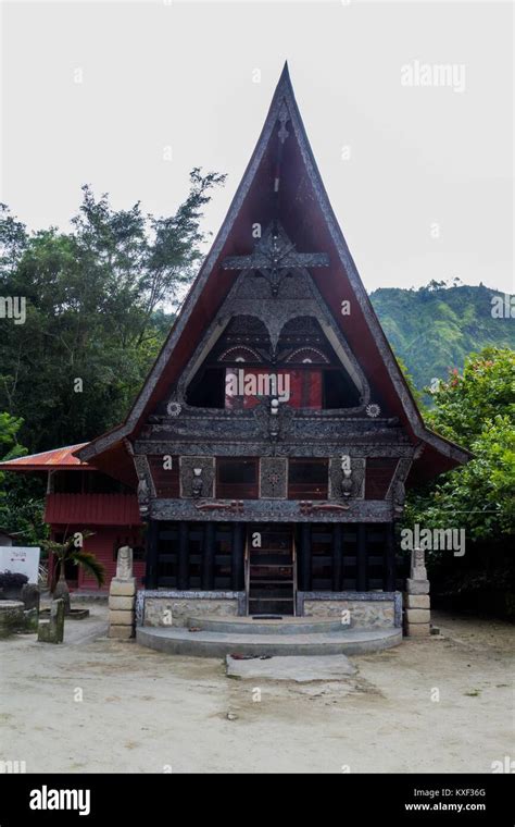 Ethnic Traditional Batak House In Toba Lake Of Sumatra Indonesia Stock