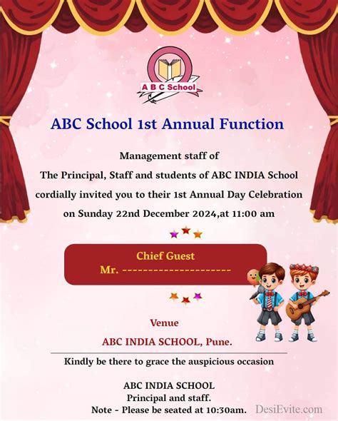 Invitation Card Annual Function School` - Card Template