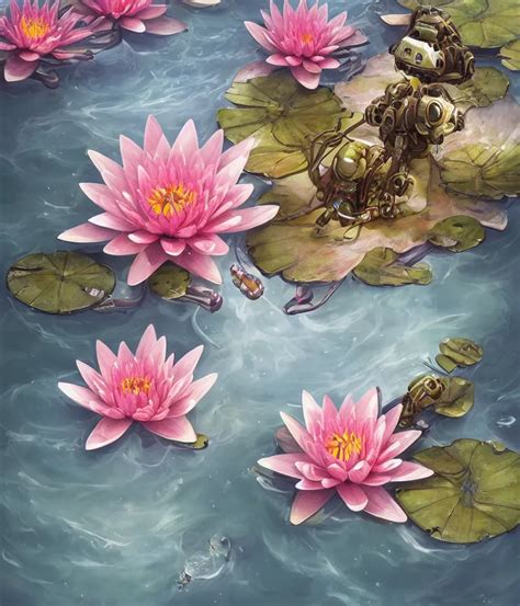 Waterlily Themed Amphibious Zeon Mobile Suit Flower Stable Diffusion