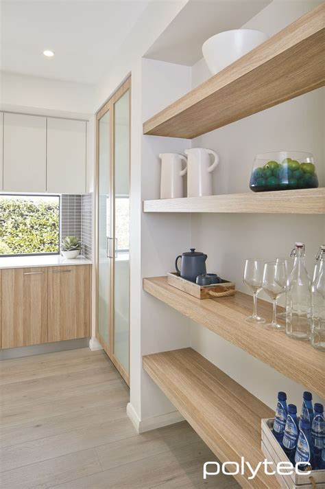 Stunning White Oak Shelves Floating Kitchen