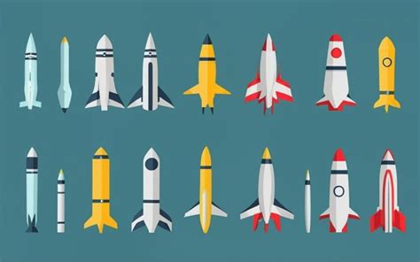 Premium AI Image | Flat cruise missile collection Set of combat weapons ...