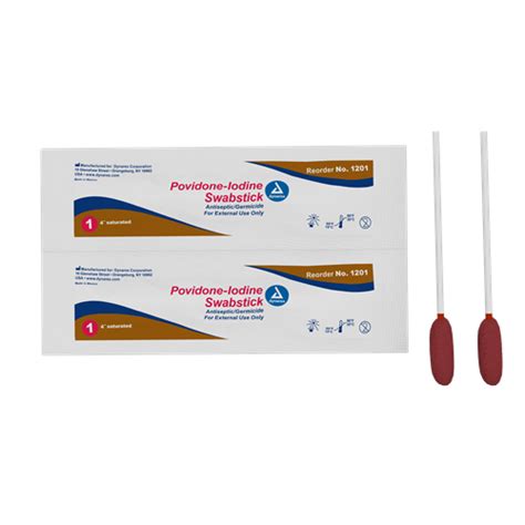 Dynarex Povidone Iodine Swabsticks 1s 50bx 1201