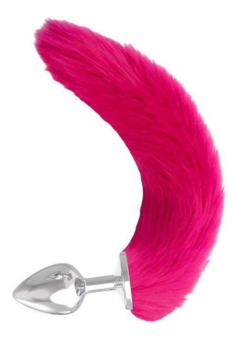 Paslanmaz Çelik Fuşya Uzun Kedi Kuyruklu Pürüzsüz Silver Fox Tail Metal Anal Butt Plug Seks Shop