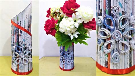 Flower Vase With Newspaper Easy Diy Newspaper Vase Waste Material