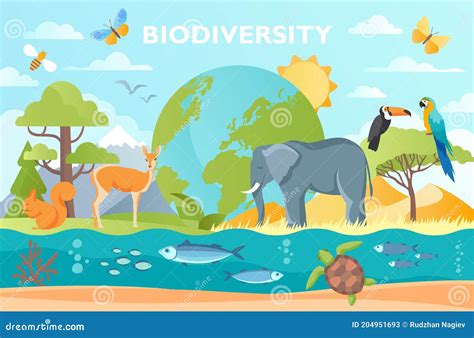 La Biodiversidad Como Vida Silvestre Natural Ilustración Del Vector Ilustración De Habitat