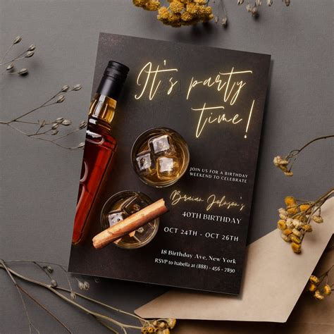 Whiskey Invitation Printable Editable Template Whiskey Birthday