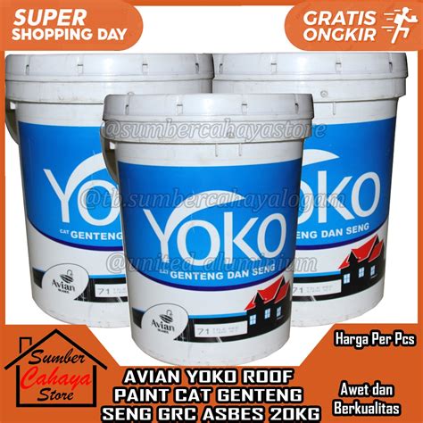 Jual CAT GENTENG DAN SENG AVIAN BRANDS YOKO READY MIX 20 KG ROOF PAINT