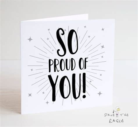 A White Card With The Words So Proud Of You On It And Stars In The Background