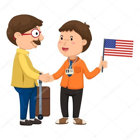 Tourists And Guide Vector — Stock Vector © Jehsomwang 52927971