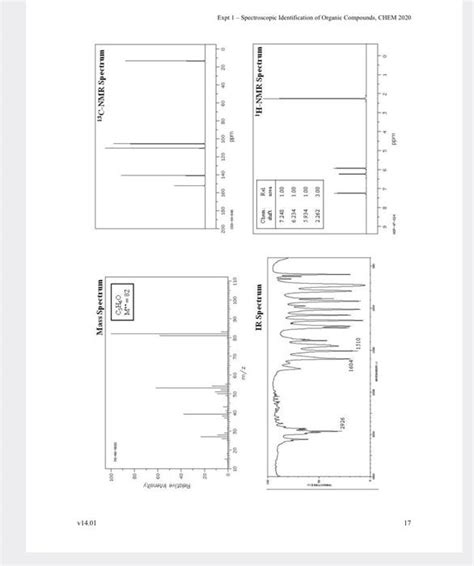 Solved Experiment Spectroscopic Identification Of Organic Chegg