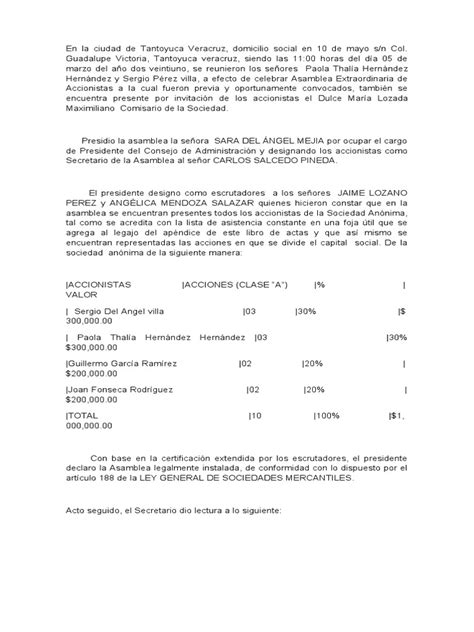 Acta De Fusion De Dos Empresas Pdf Conceptos Legales Economias