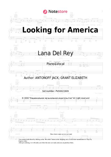 Looking For America Piano Sheet Music And Voice Lana Del Rey In Note