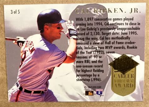 Ultra Cal Ripken Jr Insert Career Achievement Award De