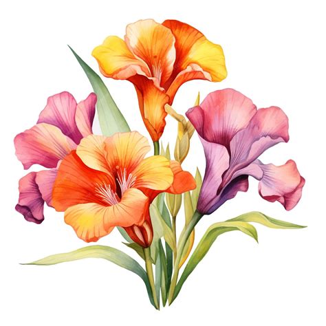 Canna Lily flor acuarela vector clipart fondo blanco | Vector Premium