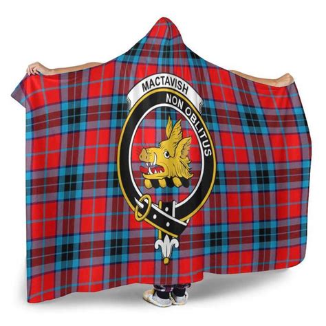 Scottish MacTavish Clan Crest Tartan Hooded Blanket