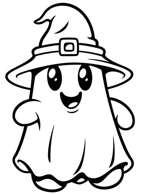 Cute Ghost Coloring Page Coloring Nation