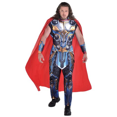 Men's Disney Marvel Thor Red/Blue Jumpsuit with Cape Halloween Costume ...