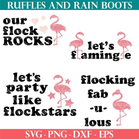 Four Free Flamingo Friends Svg Bundle Ruffles And Rain Boots