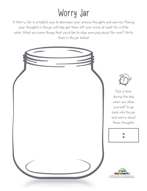 Free Printable Worry Jar Anxiety Relief Worksheet Pjs And 57 Off