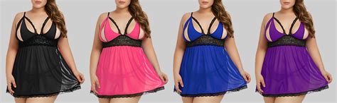 Donnalla Women Plus Size Lingerie Set Sexy Lace Babydoll Lingerie Dress Chemise Sleepwear With