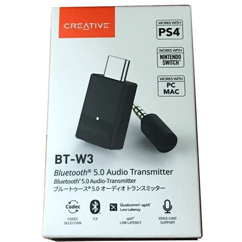 Creative BT W3 Bluetooth 5 0 Audio Transmitter Black For PS4 Switch