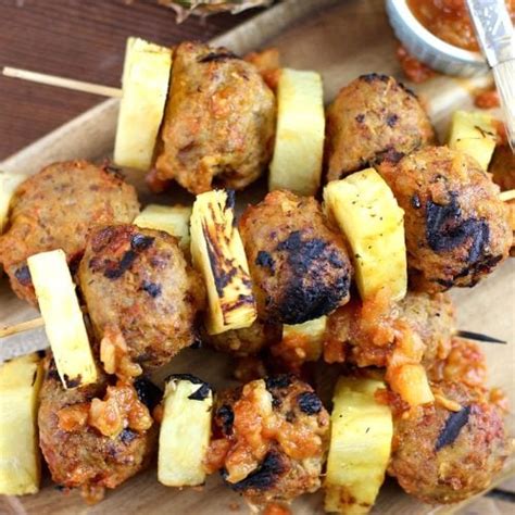 Easy Grilled Pineapple Meatball Skewers Suburban Simplicity